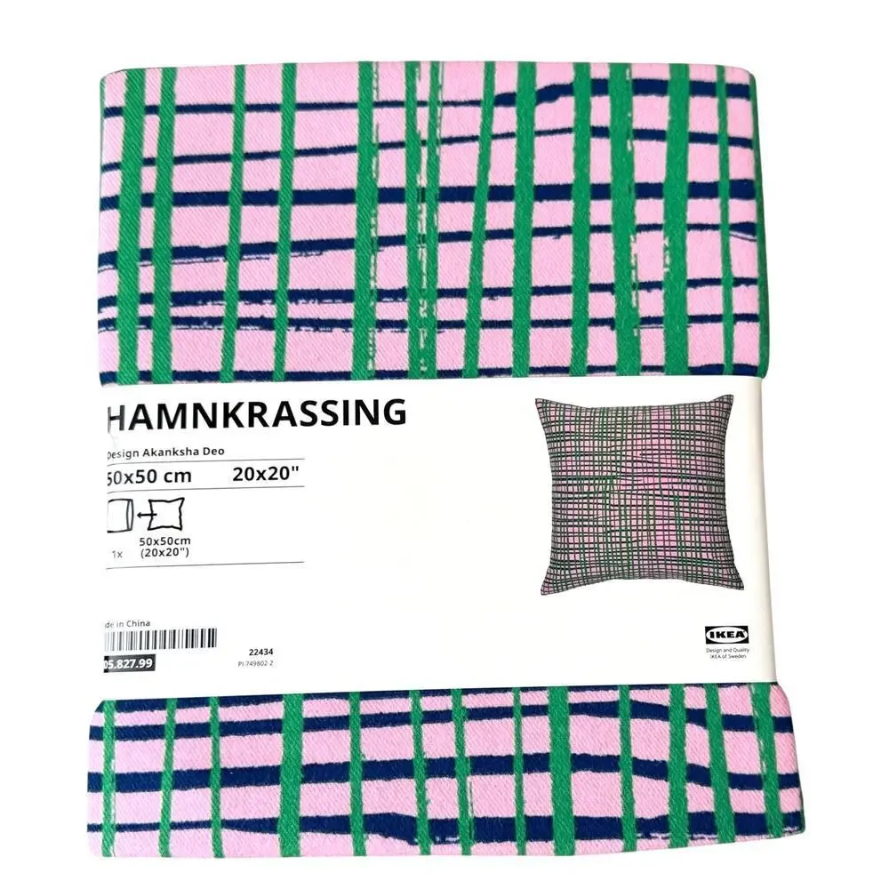 IKEA HAMNKRASSING Pink & Green Pillow Cover 20